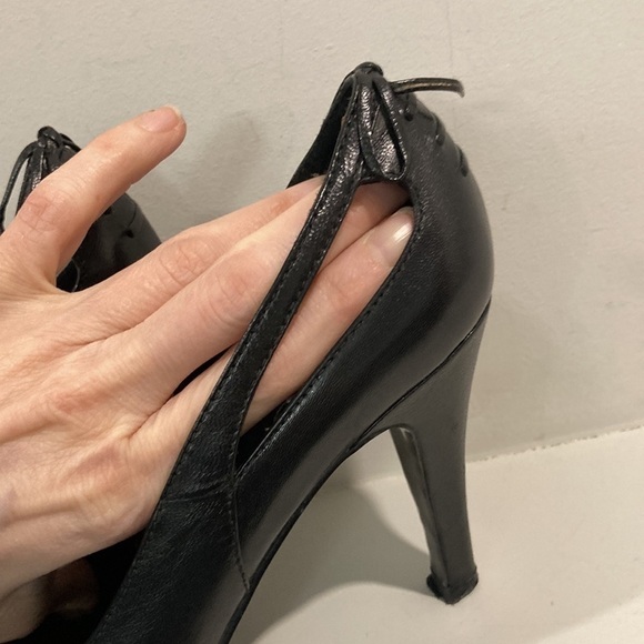 ALDO Leather Black Peep Toe Heels 37 - Picture 4 of 15